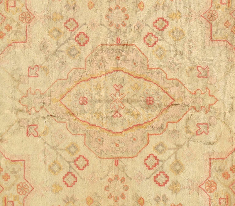 West Anatolia is one of the largest weaving regions in Turkey. Since the 15th century, Turkish rugs have always been on top of the list for having fine oriental rugs. 
Oushak rugs such as this, are desirable in today’s highly decorative market. A