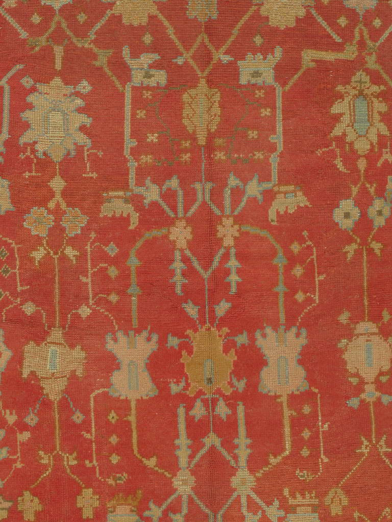 West Anatolia is one of the largest weaving regions in Turkey. Since the 15th century, Turkish rugs have always been on top of the list for having Fine oriental rugs. 
Oushak rugs such as this, are desirable in today’s highly decorative market. A