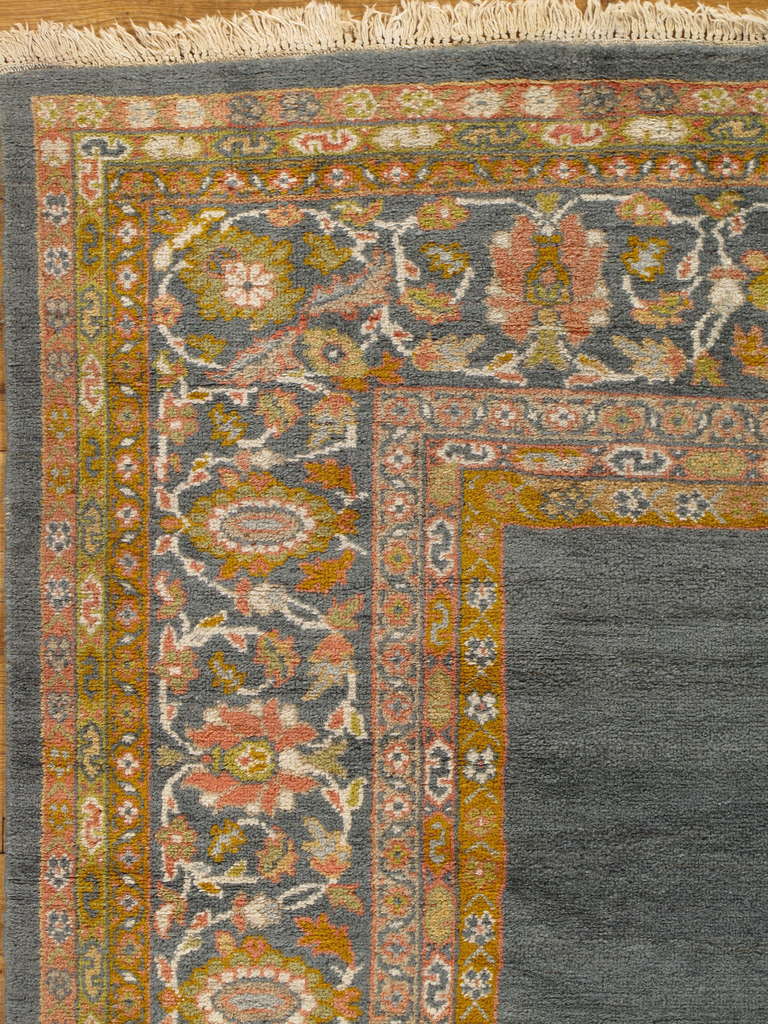 Hand-Knotted Antique Sultanabad Carpet, Oriental Rug, Handmade Persian Rug, Gray Soft Saffron