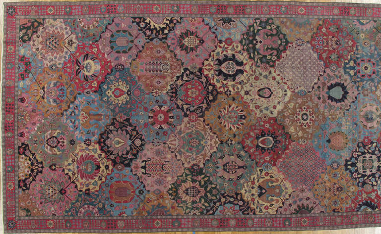 Antique Tabriz rugs are distinguished by their excellent weave and by their remarkable adherence to the classical traditions of Persian rug design. The city of Tabriz, situated in northwest region of Persia, was the earliest capital of the Safavid