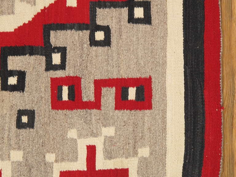 American Vintage Navajo Rug, Oriental Rug, Handmade Wool Rug, Red, Taupe, Gray