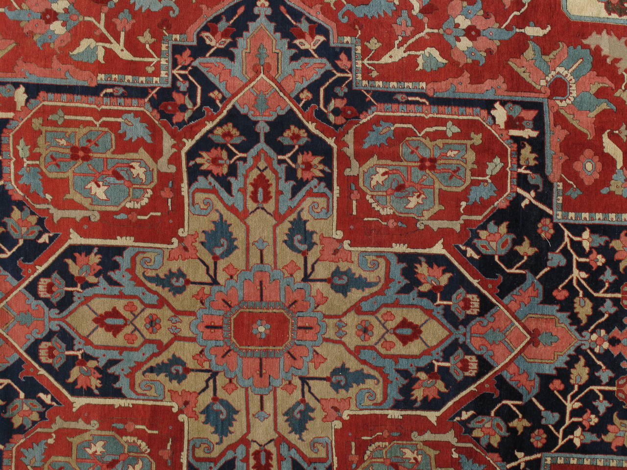 19th Century Antique Serapi Carpet