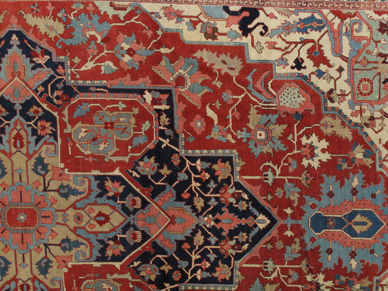 Hand-Knotted Antique Serapi Carpet