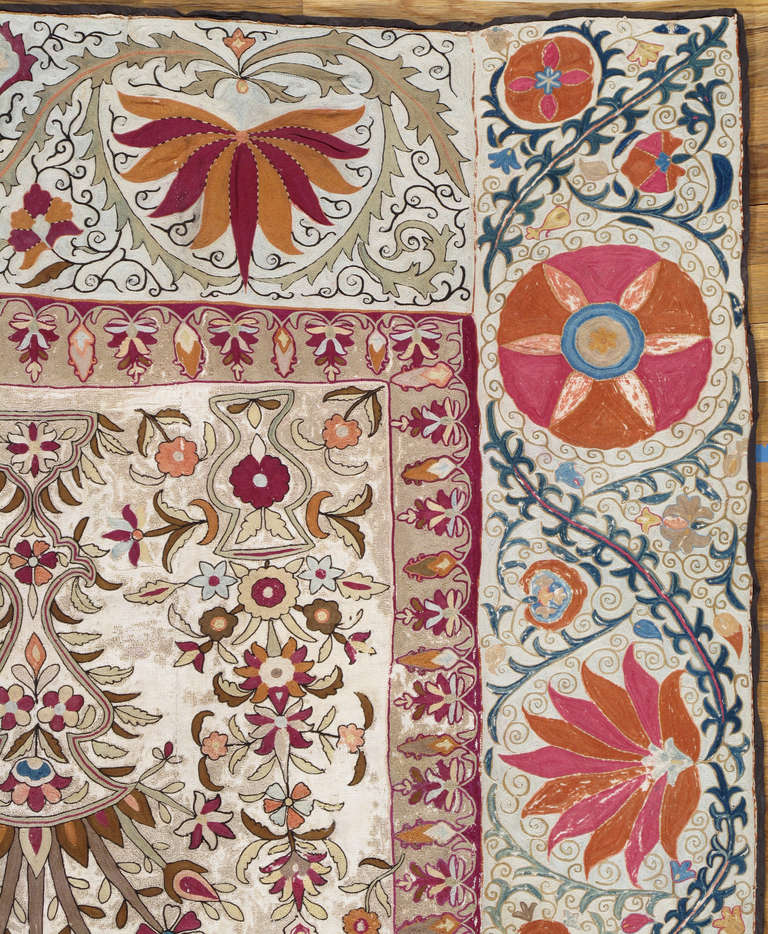 Uzbek Antique Suzani Rug