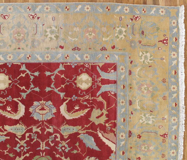 Hand-Crafted Vintage Indian Agra Carpet For Sale