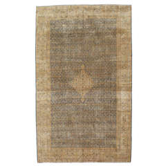 Antique Tabriz Carpet, Handmade Persian Rug in Floral Gold, Blue and Taupe 2