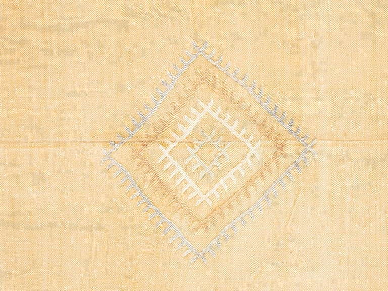 Moroccan Kilim with Silk Highlights Soft Light Gold Color Soft Texture 5'5"x8'9"