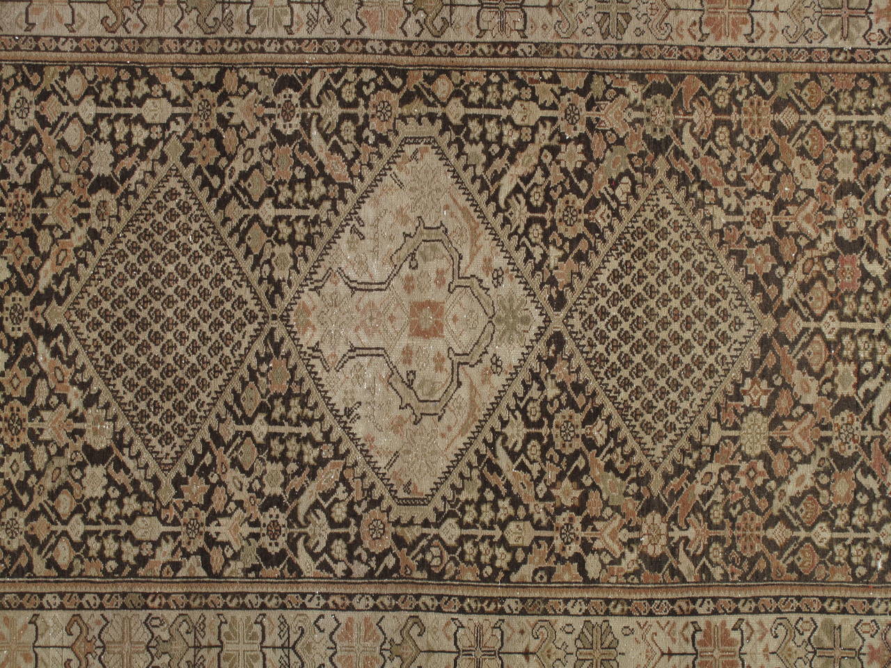 Hand-Knotted Antique Persian Malayer Carpet, Handmade Oriental Rug, Ivory, Taupe, Brown, Fine For Sale