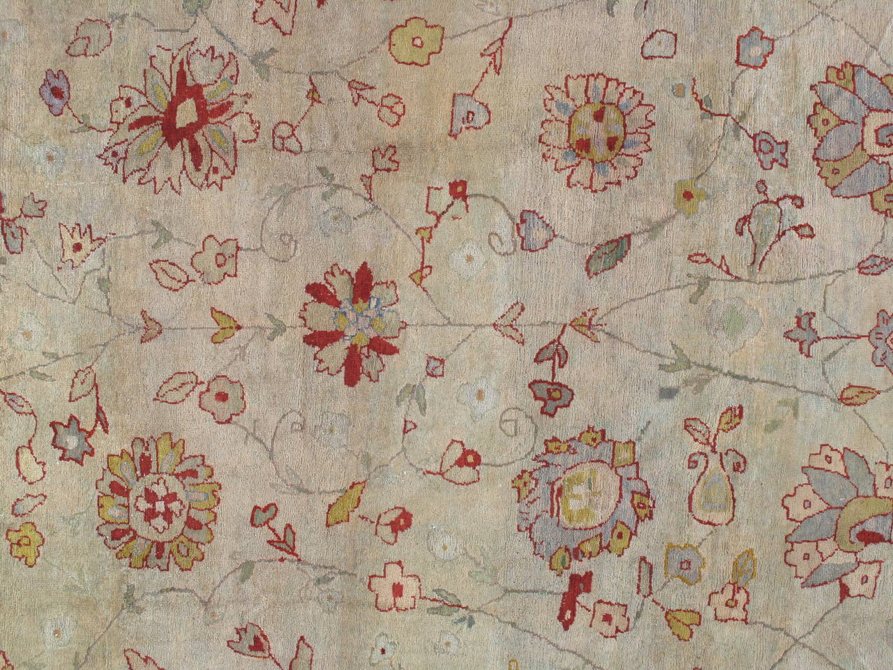 Antiker persischer Sultanabad-Teppich, handgefertigter orientalischer Teppich, Hellblau, Elfenbein, Rot im Zustand „Gut“ im Angebot in Port Washington, NY