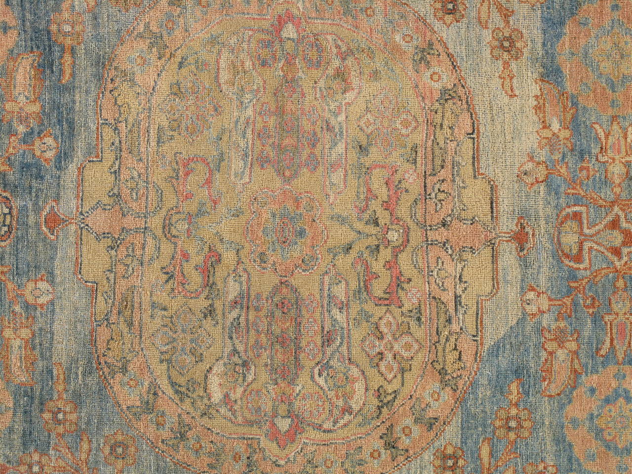 Hand-Knotted Antique Sultanabad Carpet, Handmade Oriental Rug, Light Blue Wool Persian Carpet