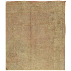 Antique Oushak Carpet, Handmade Oriental Rug, Shrimp Rug, Taupe, Cream Fine Rug 10