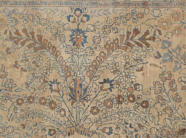 Antique Persian Tabriz Carpet, Handmade Oriental Rug, Beige, Light Blue, Taupe In Good Condition For Sale In Port Washington, NY
