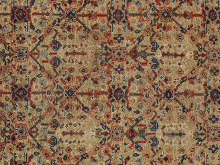 Hand-Knotted Antique Persian Sultanabad Carpet, Handmade Oriental Rug, Light Blue, Ivory, Red