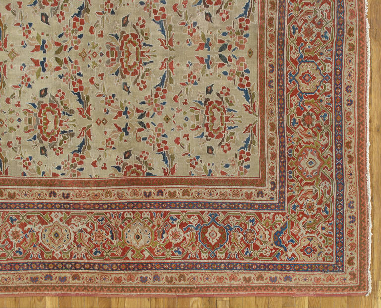 Antique Persian Sultanabad Carpet In Fair Condition For Sale In Port Washington, NY