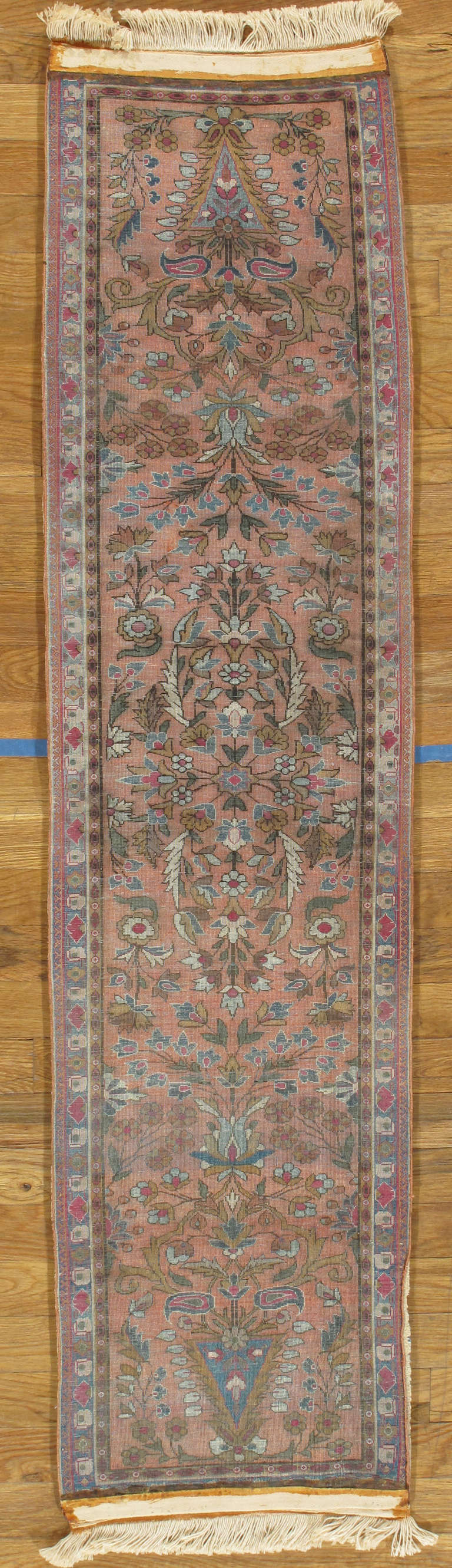 Hand-Knotted Antique Silk Kashan For Sale