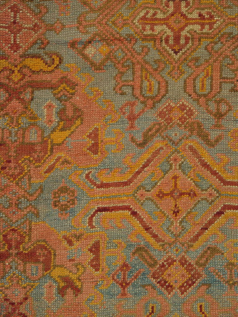 West Anatolia is one of the largest weaving regions in Turkey. Since the 15th century, Turkish rugs have always been on top of the list for having fine Oriental rugs. size 17x23.

Oushak rugs such as this, are desirable in today's highly