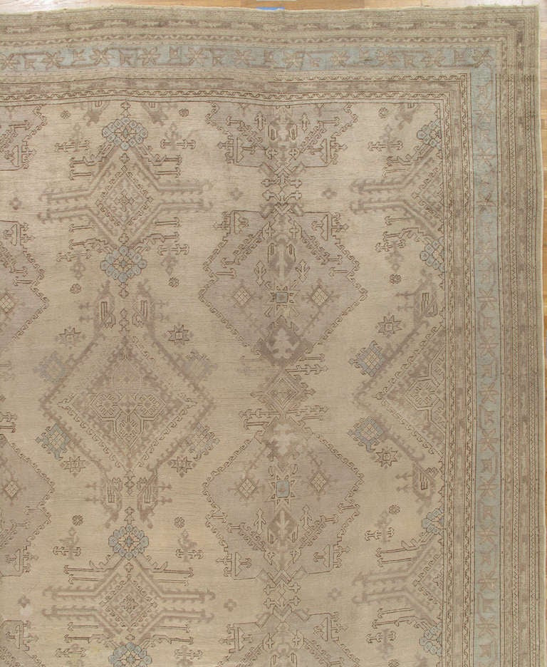West Anatolia is one of the largest weaving regions in Turkey. Since the 15th century, Turkish rugs have always been on top of the list for having fine Oriental rugs. 

Oushak rugs such as this, are desirable in today’s highly decorative market. A