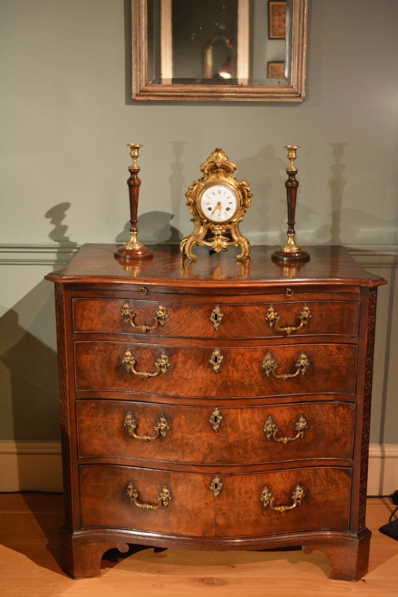 Carved 18th Century Small Serpentine Chests of Drawers For Sale