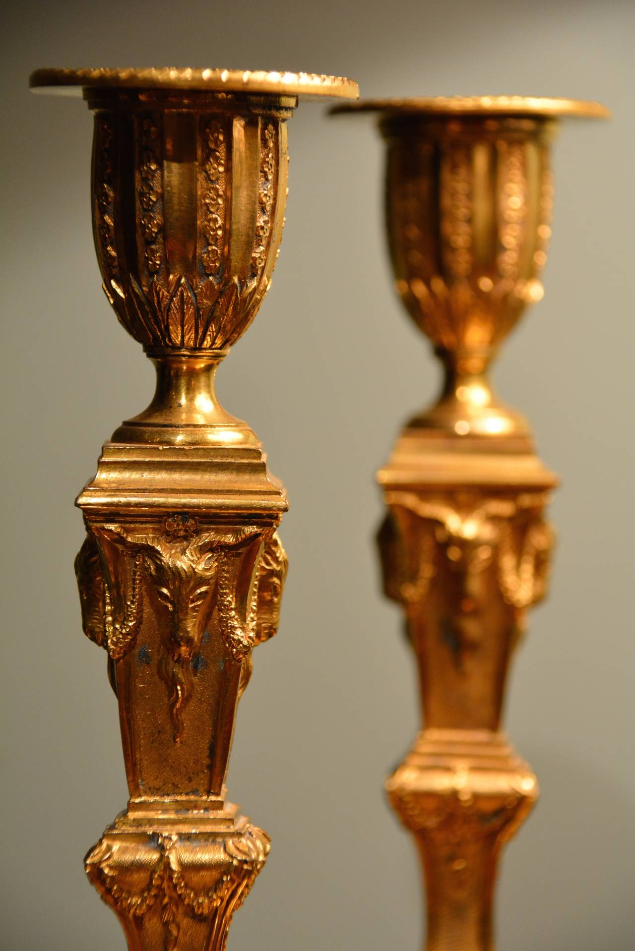 Ormolu  18th Century pair of neo-classical Candlesticks. For Sale