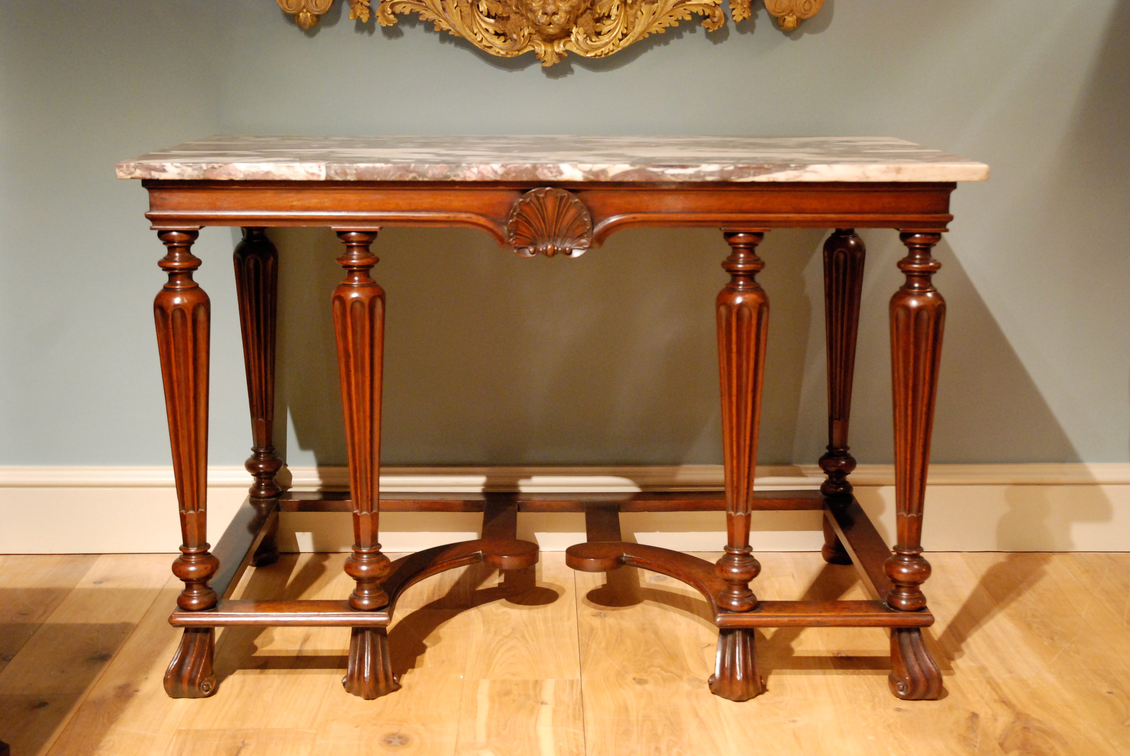 18th Century Mahogany Marble-Top Side Table For Sale