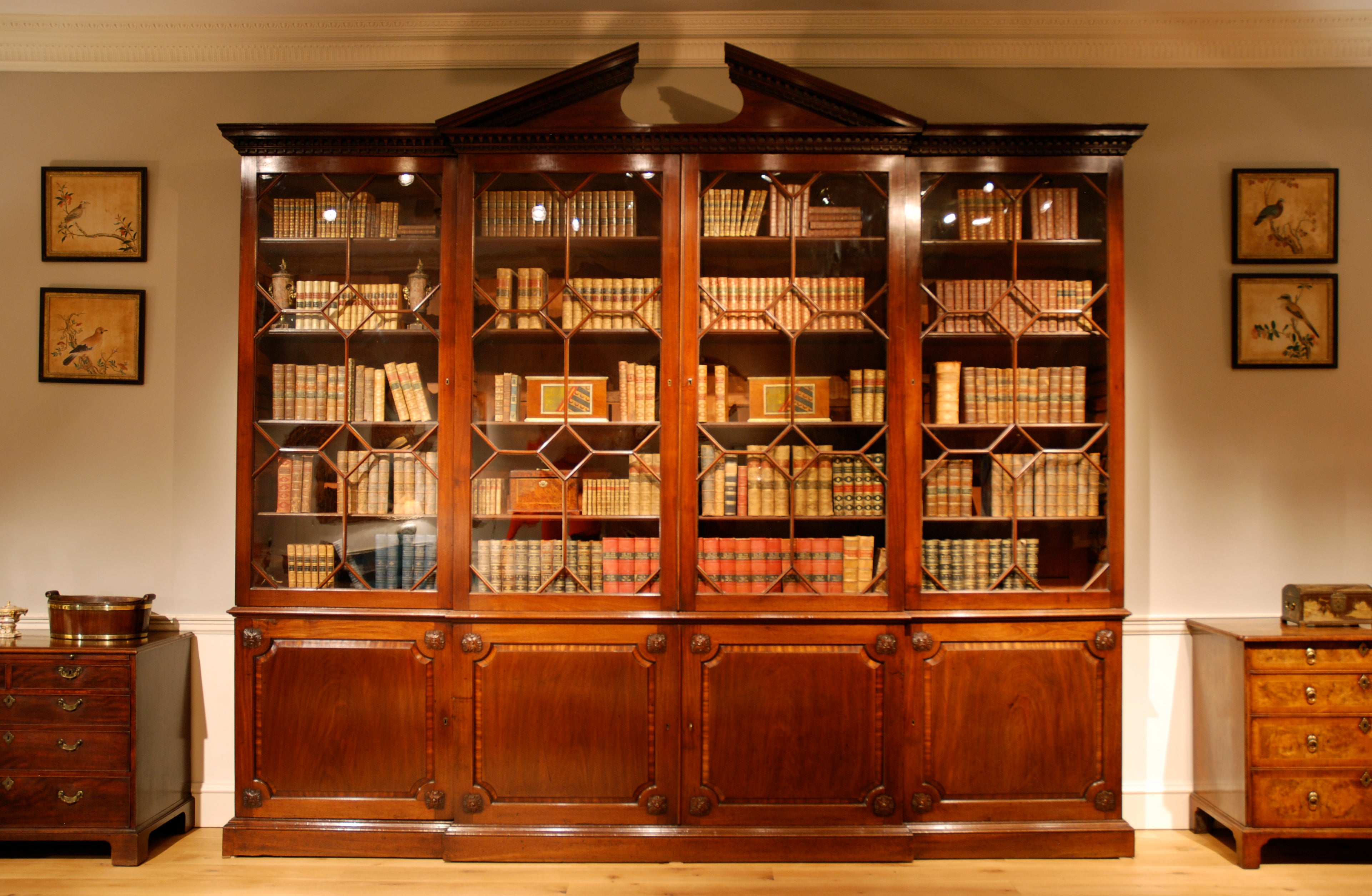 Mahogany Breakfront Bookcase of Architectural Form, circa 1760 For Sale