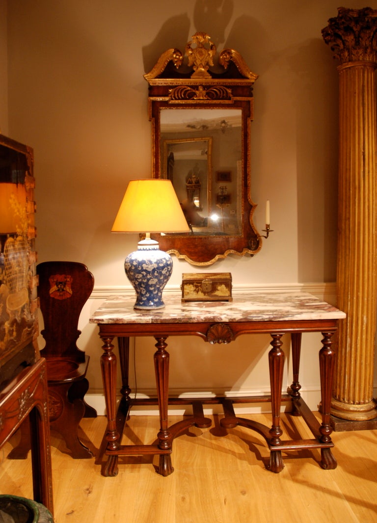 Georgian 18th Century Mahogany Marble-Top Side Table For Sale