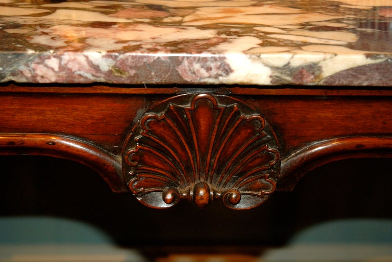 British 18th Century Mahogany Marble-Top Side Table For Sale