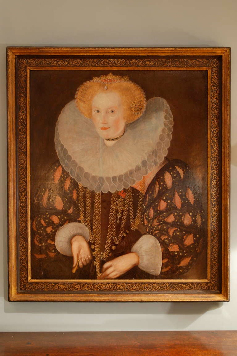 Elizabethan 16th Century Oil Portrait.