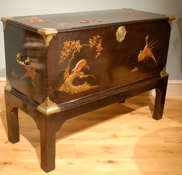 18th Century A late 17th century Japanese lacquer trunk.