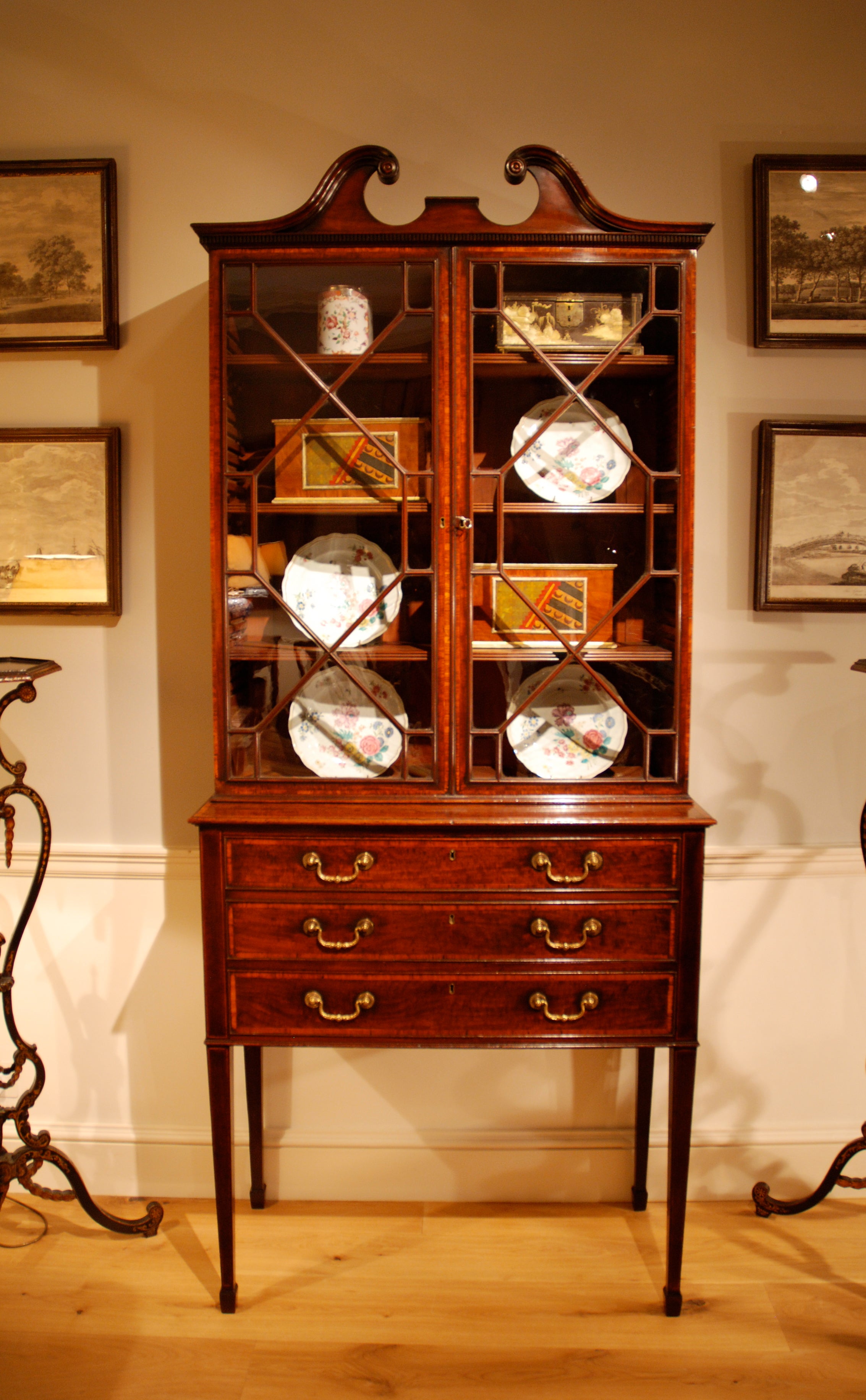 A late 18th Century secretaire cabinet