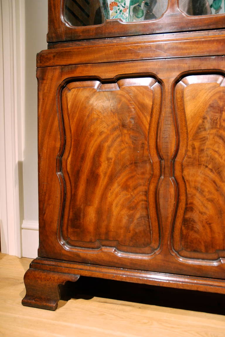 Glass 18th Century Mahogany Glazed Cabinet or bookcase