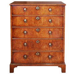 Antique An 18th Century Small Walnut Veneered Chest Of Drawers.