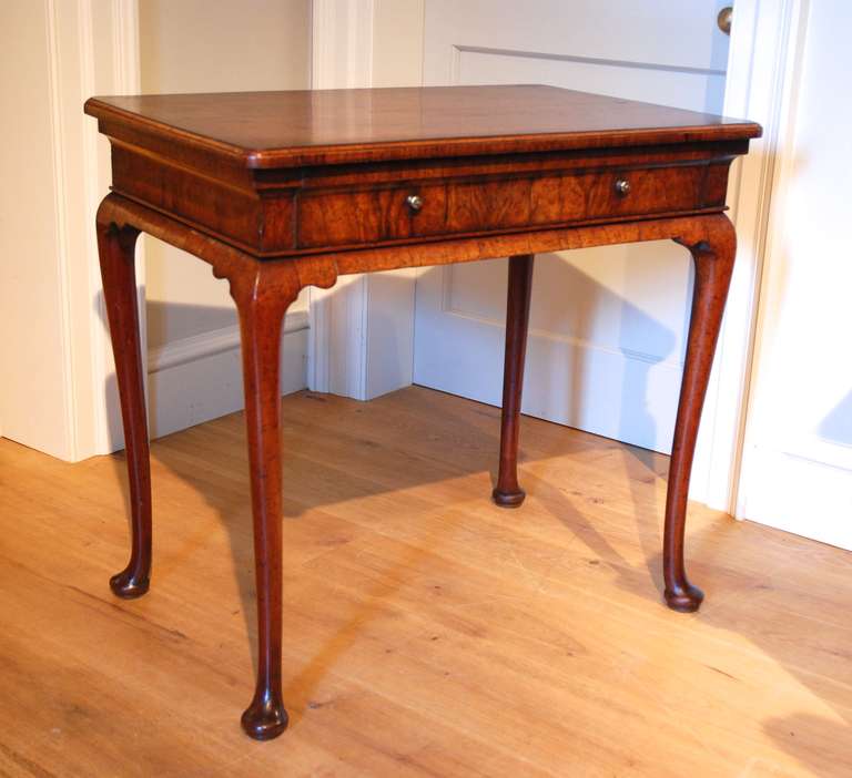 British A Veneered Walnut One Drawer Side Table circa 1725