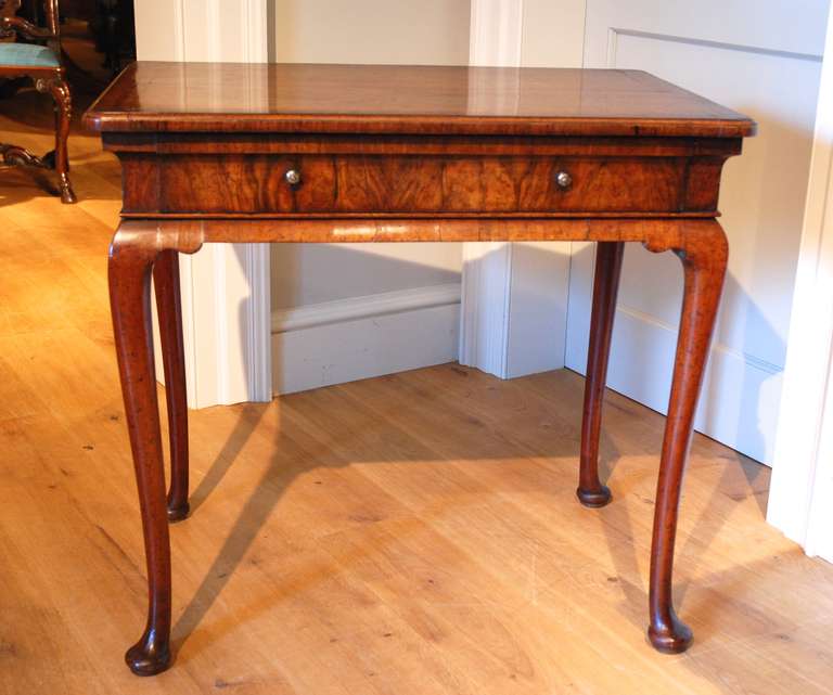 18th Century and Earlier A Veneered Walnut One Drawer Side Table circa 1725