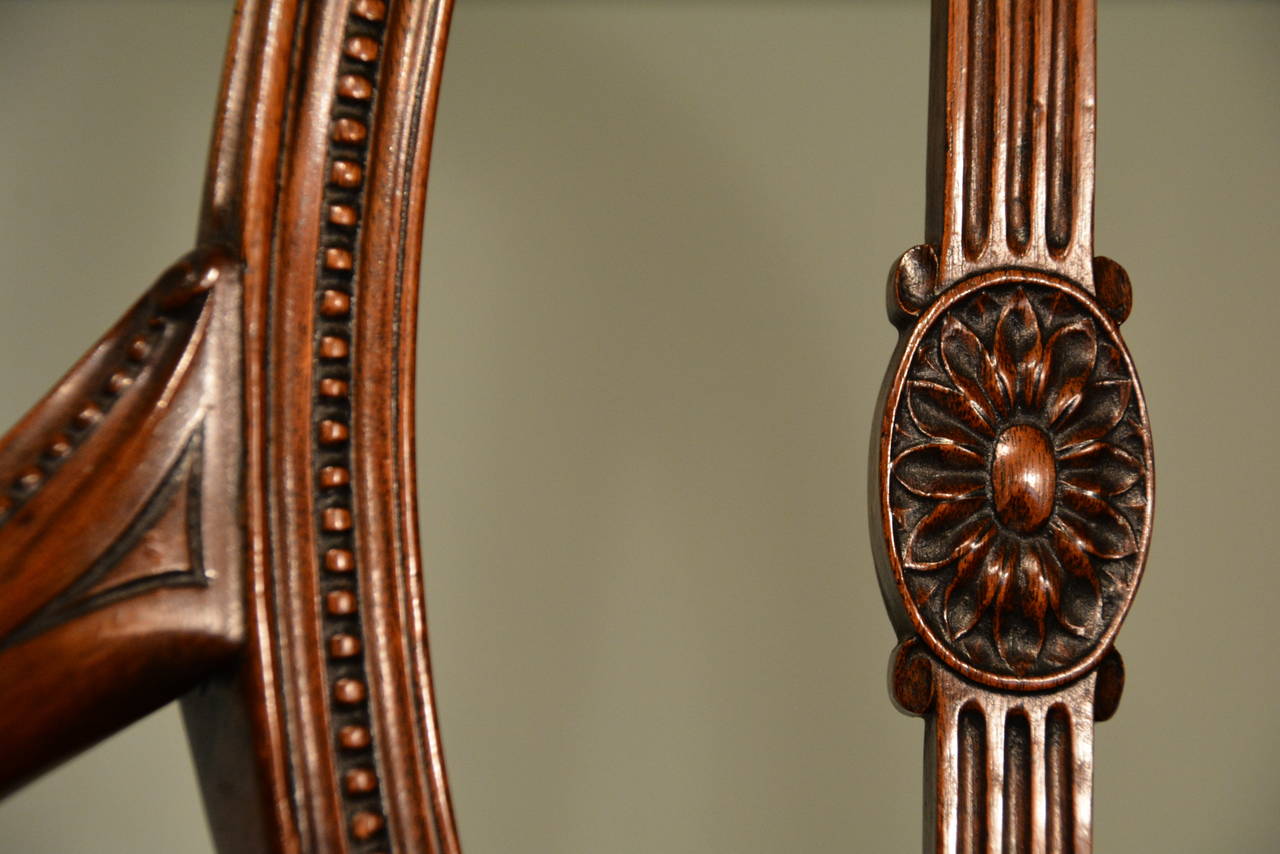 18th Century Pair of Carved Mahogany, Oval Backed Armchairs In Excellent Condition In Salisbury Wiltshire, GB