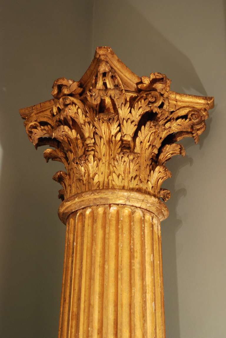 Pair of 18th Century Dramatic Classical Carved Giltwood Columns In Excellent Condition In Salisbury Wiltshire, GB