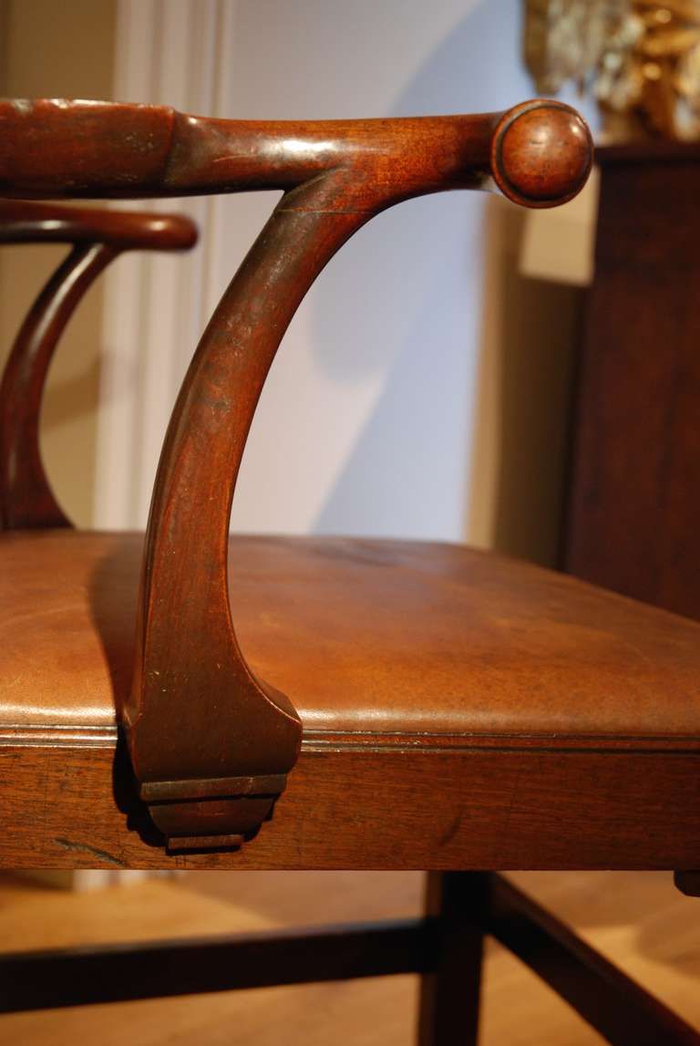 British 18th Century Mahogany Desk Armchair, Circa 1760