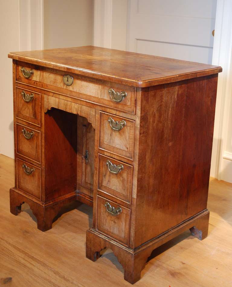 George II 18th Century Walnut Kneehole Desk/ Dressing Table circa 1730