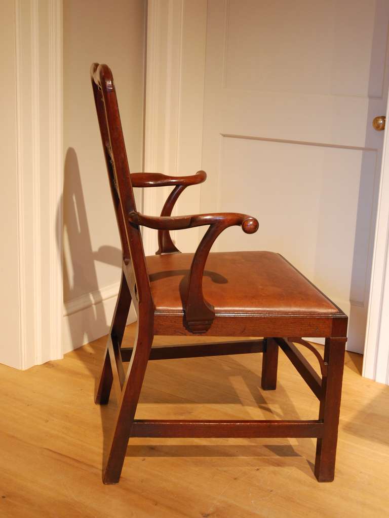 George III 18th Century Mahogany Desk Armchair, Circa 1760