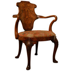 Fine Quality Veneered Walnut Writing Chair, circa 1730