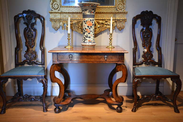 Beech 17th Century Veneered Walnut Side Table