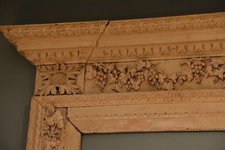Painted 18th Century Finely Carved, Neo-Palladian Architectural Door Surround For Sale