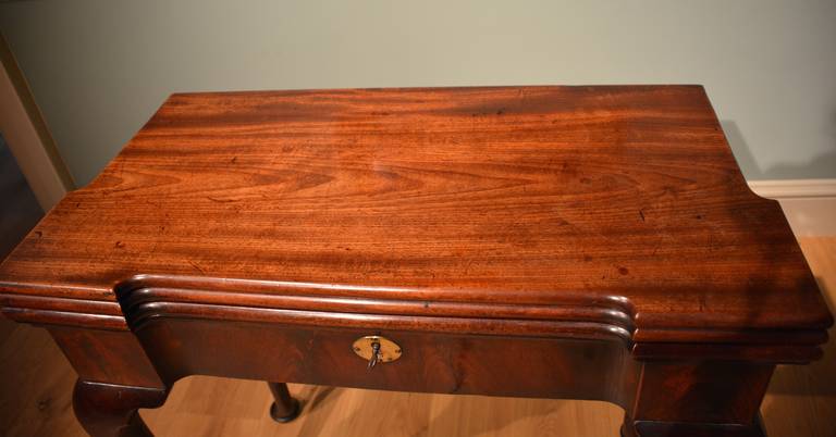 18th Century Mahogany Triple-Top Cabriole-Leg Games Table 1