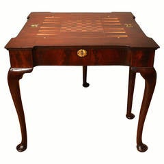 18th Century Mahogany Triple-Top Cabriole-Leg Games Table