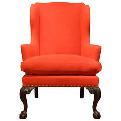 18th Century Mahogany Cabriole Leg Wingback Chair