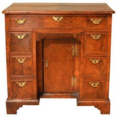 Antique 18th Century Veneered Walnut Kneehole Desk
