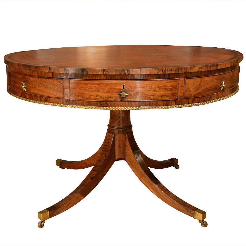 Fine George III Rosewood Drum Table, circa 1800 For Sale