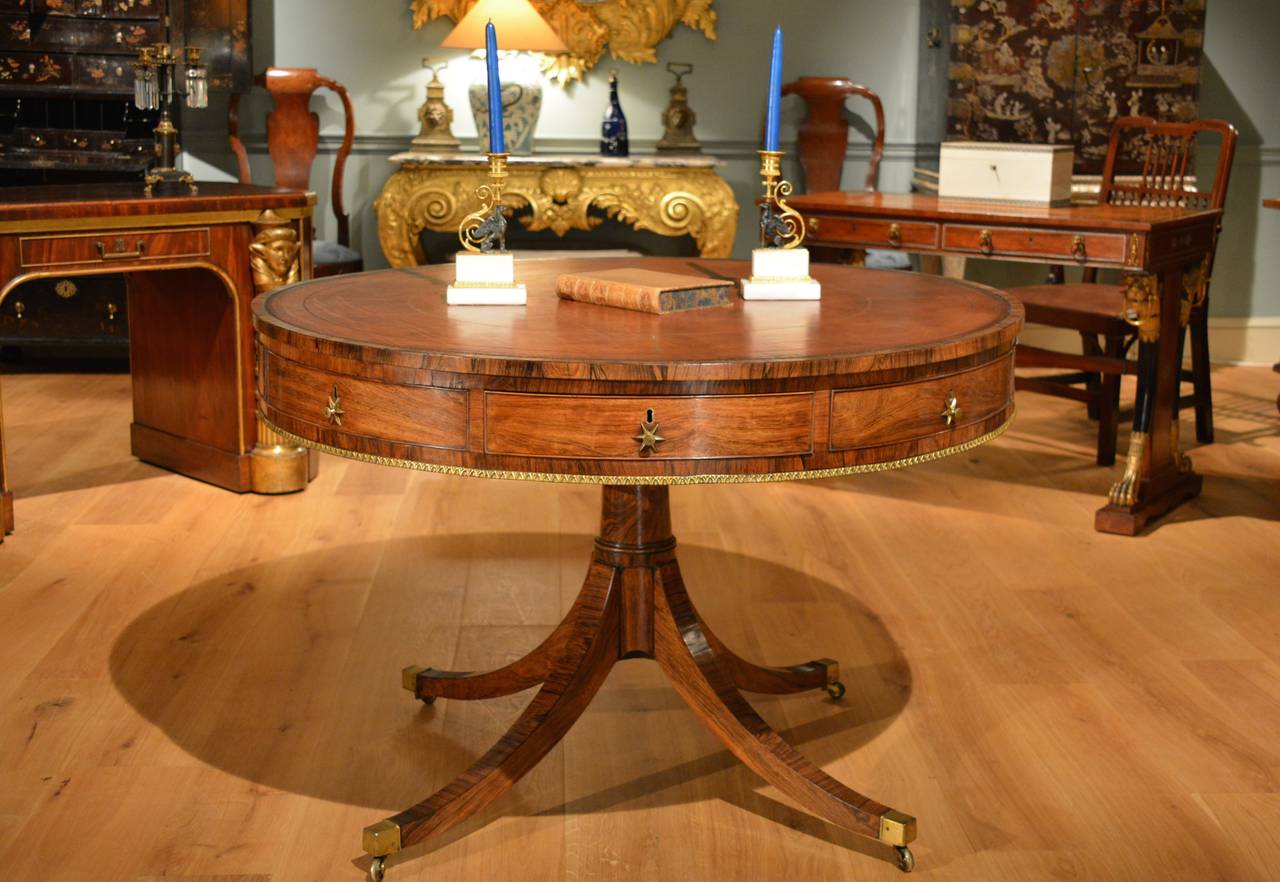 British Fine George III Rosewood Drum Table, circa 1800 For Sale