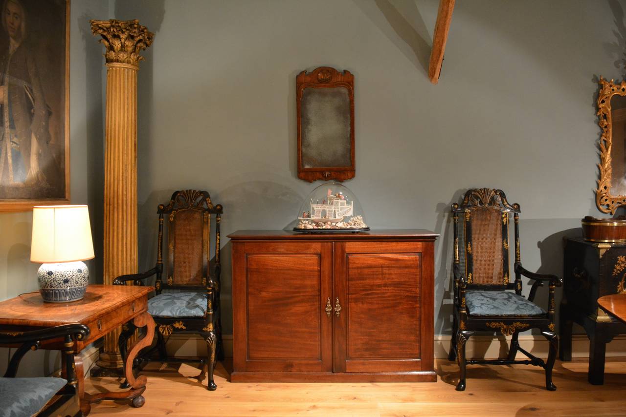 George III 18th Century narrow Mahogany Two-Door Cupboard For Sale