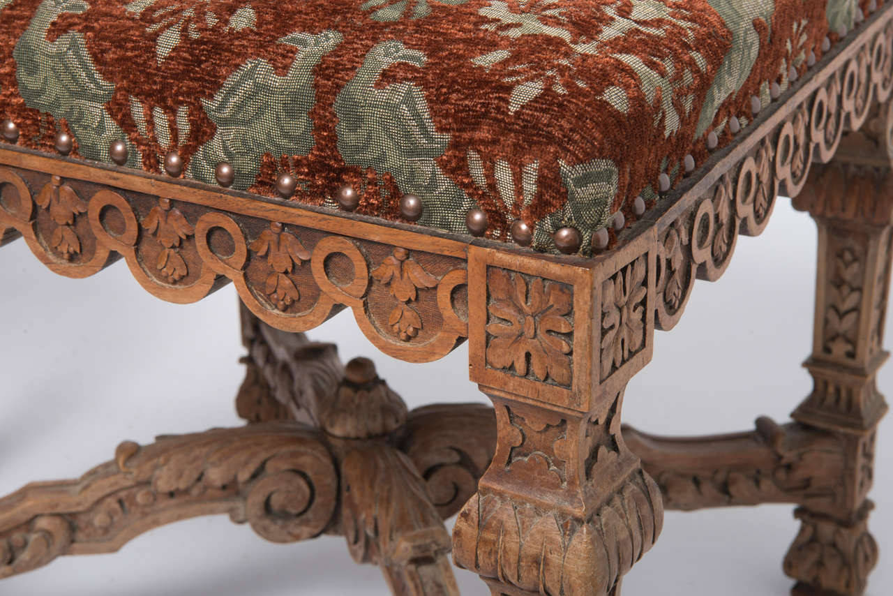 British Pair of Upholstered Stools For Sale